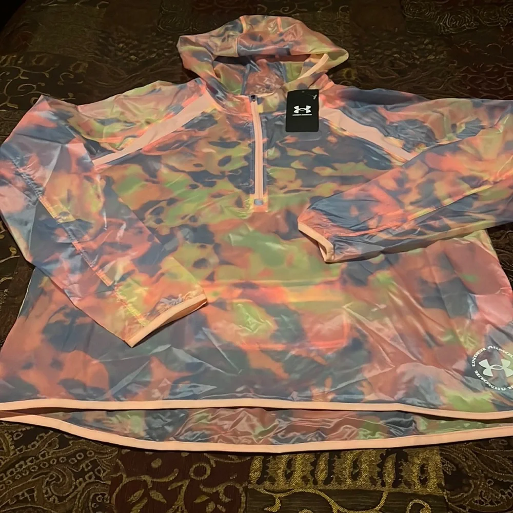 Under Armour Pastel Swirl Dye Half Zip Hoodie Windbreaker - Picture 1 of 7